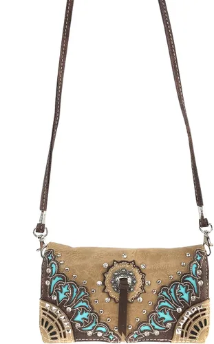 Miniatura 3 de Zelris Autumn West Fringe Concho Mujeres Crossbody Muñeca Trifold Wallet