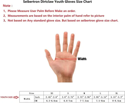 Miniatura 2 de Seibertron Dirtclaw Youth BMX MX ATV MTB Road Racing Mountain Bike Bicicleta Ciclismo Off-RoadDirt Bike Gel Acolchado Antideslizante Guantes sin