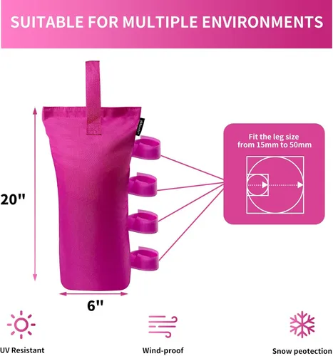 Miniatura 4 de Joramoy Bolsas de peso resistentes (120 libras) para tienda de campaña desplegable, bolsas de arena para toldo de pierna, bolsas de arena