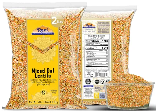 Miniatura 7 de Rani Dal mixto (Chana Dal, Moong Dal, Toor Dal, Masoor Dal, Urad Dal) 32 onzas (2 libras) 32.03 oz ~ Todo natural Apto para gluten Sin OMG