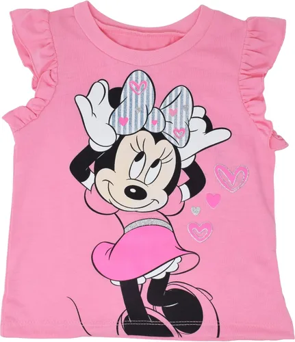 Miniatura 61 de Disney Minnie Mouse - Conjunto de camiseta floral arcoíris y pantalones cortos de cambray, tallas de bebé a niño grande (12 meses - 14-16)