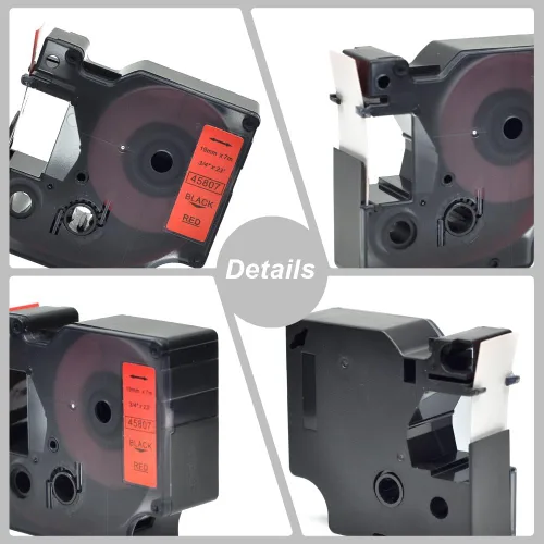 Miniatura 3 de Paquete de 2 cartuchos de etiquetado compatibles con Dymo D1 Tape 45807, negro sobre rojo, compatible con LabelManager 350D 400 500TS