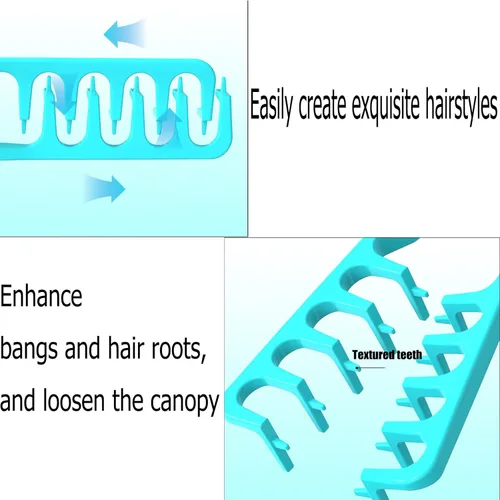 Miniatura 5 de Peine de textura, peine de peinado de textura, peines de cabello de dientes anchos voluminosos, diseño plegable de viaje, herramienta de peinado
