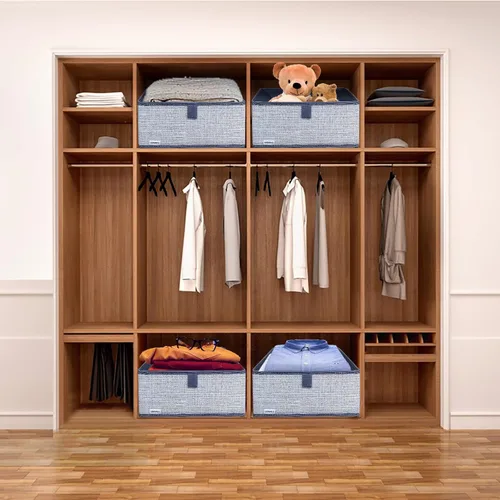 Miniatura 6 de Paquete de 3 contenedores de almacenamiento para armario, caja de almacenamiento grande trapezoidal, cestas de tela plegables para organizar ropa