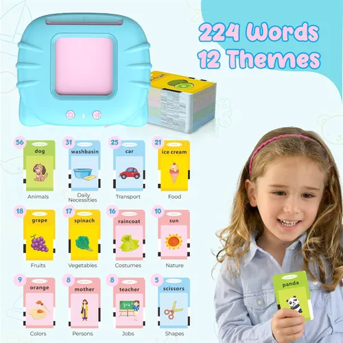 Miniatura 2 de Tarjetas flash parlantes con palabras visuales para niños pequeños de 2, 3, 4 años, juguetes sensoriales para niños autistas, juguetes educativos