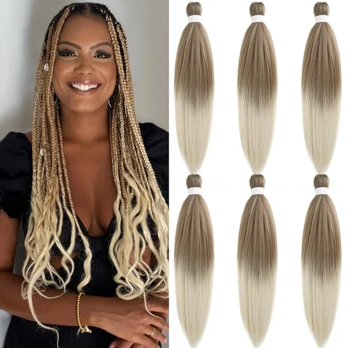 Miniatura 20 de Cabello para Trenzar Naranja Jengibre Pre-Estirado Kanekalo Cabello para Trenzar Pre-estirado 26 pulgadas Extensiones de Cabello Sintético