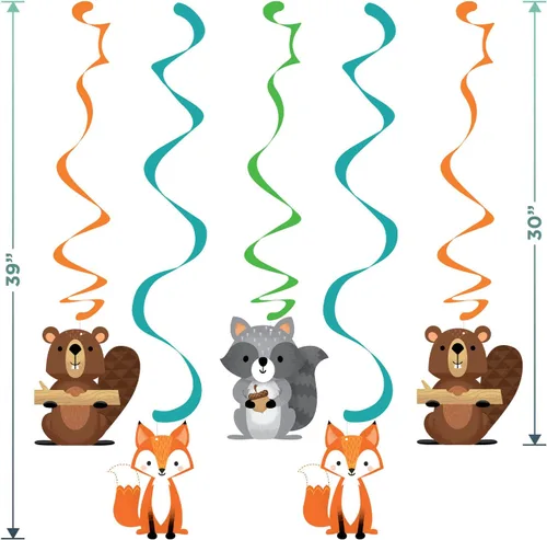 Miniatura 6 de Woodland Animal Fox Party Pack - Platos de postre de papel, servilletas para bebidas, recortes colgantes y juego de cubierta de mesa (sirve 16)