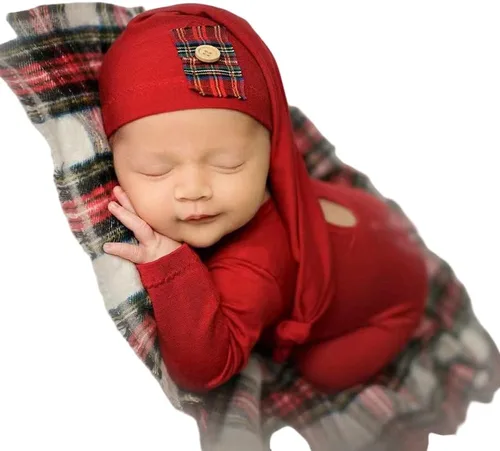 Miniatura 20 de Ropa de Navidad para recién nacido, accesorios para sesión de fotos, ropa de ganchillo, pantalones de sombrero rojo de Papá Noel, accesorios