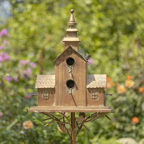 Miniatura 4 de Zaer Ltd. Estacas grandes de color cobre, espacio para 5 familias de pájaros en cada una (XL Country Town Home Montana)