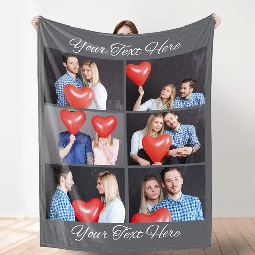 Miniatura 10 de YESCUSTOM Manta personalizada con texto fotográfico, manta personalizada con mis propias imágenes para Navidad, familia, mamá, papá, perro