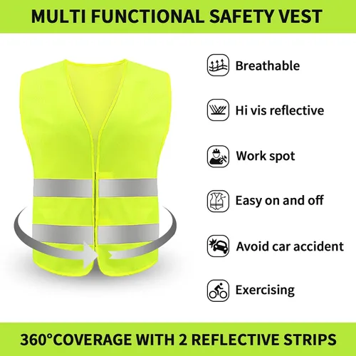 Miniatura 2 de Chaleco de seguridad, chaleco reflectante de alta visibilidad para hombres, trabajo, ciclismo, corredor, topógrafo, voluntario, carretera