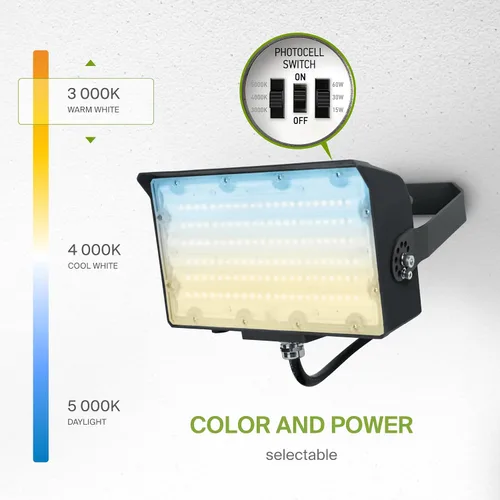 Miniatura 7 de ASD Reflector LED para exteriores con fotocélula del atardecer al amanecer, hasta 9421 lm, 15W/30W/60W seleccionable, 120-277V, 3000K/4000K/5000K