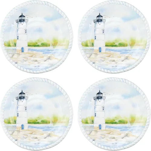 Miniatura 9 de UP At the Lake - Platos redondos de postre de melamina, platos pequeños para servir, para aperitivos, aperitivos y guarniciones, beige, 6 pulgadas