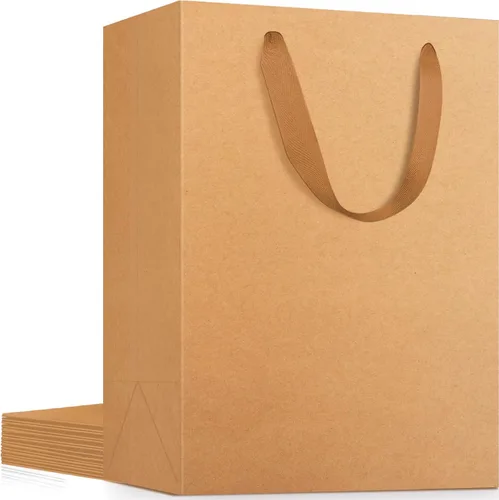 Miniatura 46 de EUSOAR Bolsas de compras y mercancías, tamaño mediano, 25 piezas de 7.8 x 3.9 x 11 pulgadas, bolsas de regalo reciclables de papel kraft marrón