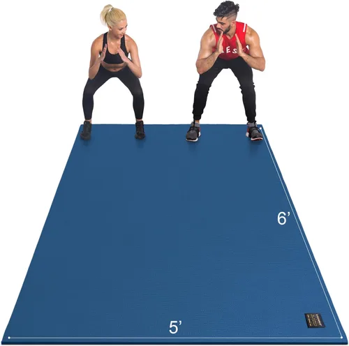 Miniatura 9 de GXMMAT Alfombrilla de ejercicio grande de 6 x 4 pies/6 x 5 pies/6 x 6 pies (0.276 in), alfombrillas gruesas para suelo de gimnasio en casa, tapete