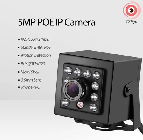 Miniatura 2 de Mini cámara de seguridad PoE de 5MP, visión nocturna IR invisible de 940 nm, lente de 0.142 in (75° FOV), 5 megapíxeles a 20 fps, cámara IP Ultra HD