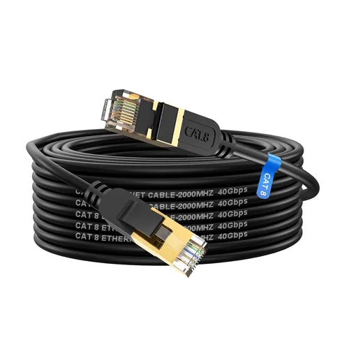 Miniatura 8 de Cable Ethernet Cat 8, cable de red LAN Cat8 de alta velocidad y servicio pesado de 10 pies 26AWG de 40 Gbps, 2000 Mhz con conector RJ45 chapado