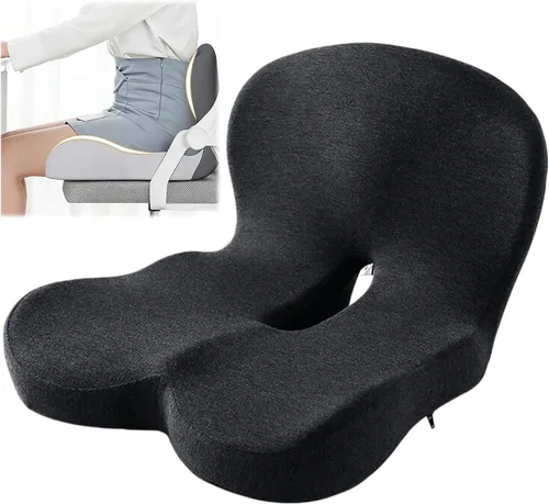 Miniatura 19 de Cojín ortopédico, cojín de asiento para silla de oficina y automóvil, cojines ergonómicos de espuma viscoelástica en forma de L, soporte lumbar