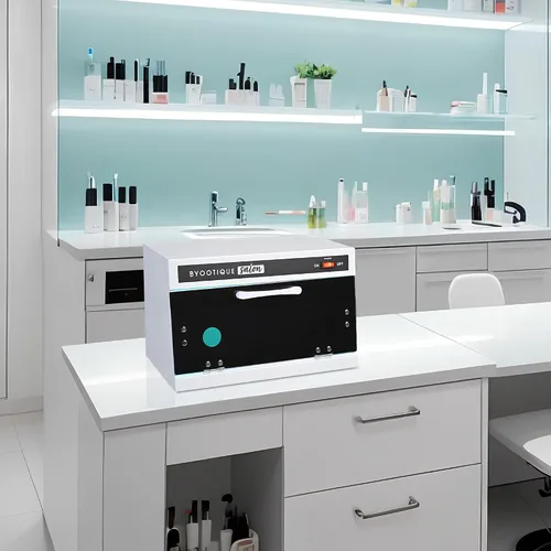 Miniatura 8 de BYOOTIQUE 13L Herramienta de uñas Máquina de Limpieza Gabinete 275nm Luz Azul para Manicura Clippers Piel Facial Salón de Belleza Barbería Spa