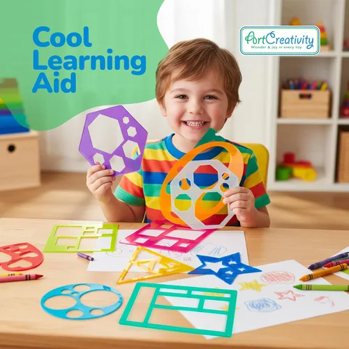 Miniatura 2 de Karty Shape - Juego de plantillas para niños, juego de 10 piezas, kit de plantillas de dibujo colorido, suministros divertidos de artes