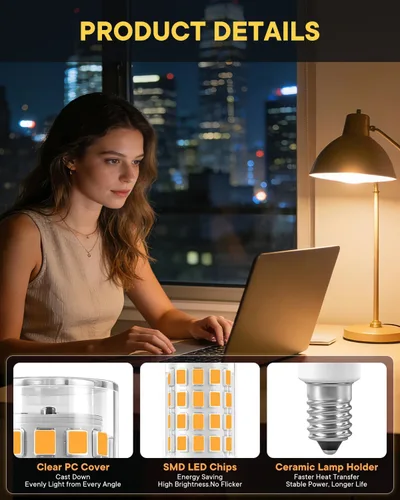 Miniatura 5 de Bombillas LED E14, paquete de 3 bombillas E14 con base de tornillo europea para lámpara de vela de ventana eléctrica, bombilla de refrigerador E14