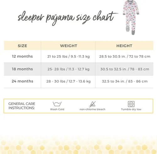 Miniatura 3 de Burt's Bees Baby - Pijama para niña, con cremallera delantera y pies cerrados antideslizantes, de algodón orgánico 100%, para niñas pequeñas