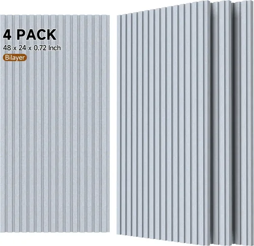 Miniatura 21 de Grandes paneles acústicos bicapa, juego de 4 paneles absorbentes de sonido, paneles a prueba de sonido de 120 cm x 60 cm x 1.8 cm para paredes
