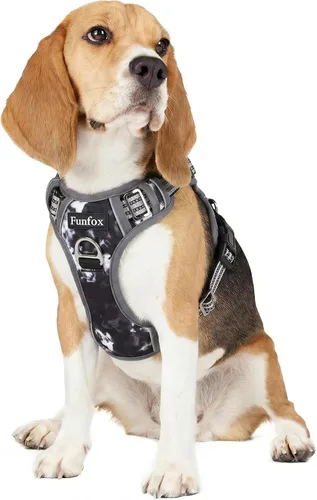 Miniatura 29 de Funfox Arnés para perro sin tirones, arnés de chaleco ajustable para mascotas, material súper suave con mango vertical, fácil control, paseo