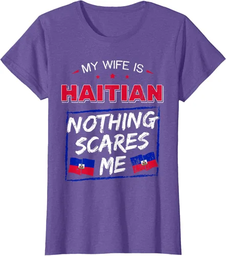 Miniatura 20 de My Wife Is Haitian Republic of Haiti Heritage Roots - Camiseta con bandera, Negro, S