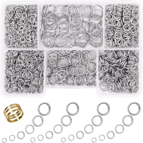 Miniatura 8 de 1400 anillos de salto de tamaño mixto para fabricación de joyas, llaveros, reparación de collares y manualidades de bricolaje, 0.157 in, 0.236 in