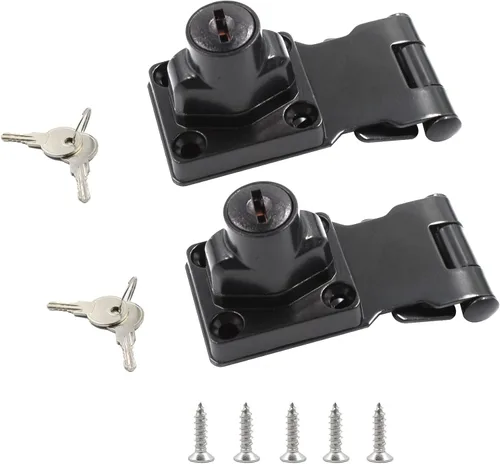 Cerradura de cerrojo con llave, 2.5 pulgadas, cerrojo de aleación de zinc de 2.5 pulgadas, perilla giratoria negra, cerrojo de bloqueo con llave