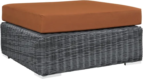 Miniatura 11 de Modway Summon - Otomana cuadrada de mimbre para patio al aire libre, color gris