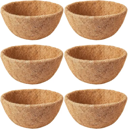 Miniatura 9 de Paquete de 2 forros de coco de 12 pulgadas para cestas colgantes, revestimientos naturales para cestas colgantes de coco para macetas, forro