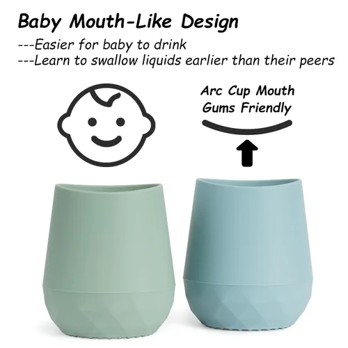 Miniatura 2 de Seposeve Vasos de silicona para bebés de 6 a 12 meses, 12 a 24 meses, paquete de 2 vasos de silicona pequeños de entrenamiento abierto para niños