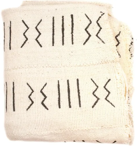 Miniatura 16 de The Bead Chest Paño de barro blanco Bogolan Mali, tejido africano hecho a mano de África occidental, 40 x 64 pulgadas, ideal para decoración