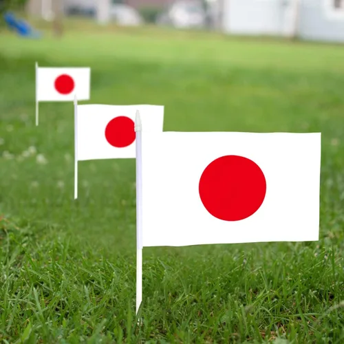 Miniatura 3 de Anley Paquete de 12 mini banderas de Japón – Pequeñas banderas Janpanese en miniatura de mano – Resistente a la decoloración y colores vivos – 5 x 8