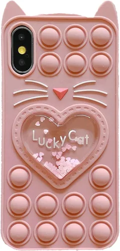 Miniatura 21 de Pop Case para iPhone 12/12 Pro, Funda de silicona con burbujas de gato negro afortunado de dibujos animados, brillo, estrellas, burbujas de arena
