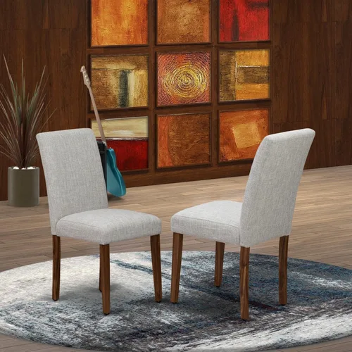 Miniatura 2 de East West Furniture ABPNT35 Abbott Classic Parson Sillas – Doeskin sillas de comedor acolchadas de tela de lino, juego de 2, color natural