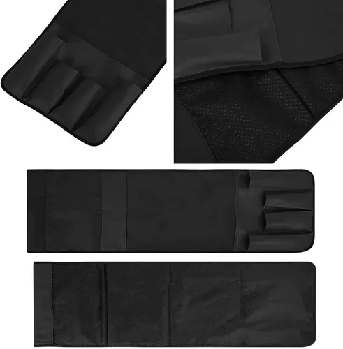 Miniatura 3 de Organizador de reposabrazos de cuero antideslizante para sofá, soporte remoto, sillón reclinable con 6 bolsillos para revistas, libros, control