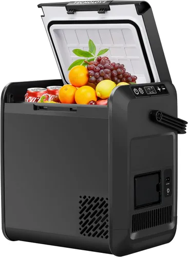 Refrigerador congelador para automóvil, refrigerador de 22 cuartos de galón para uso en vehículos, doble potencia de 12 V/24 V CC y 110-240 V CA, -4
