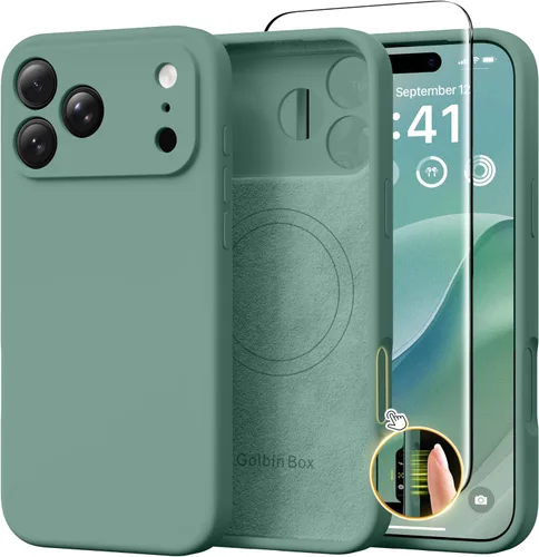 Miniatura 58 de GolbinBox Funda magnética para iPhone 17, compatible con MagSafe, cubierta de silicona integrada para control de cámara, funda de silicona líquida a