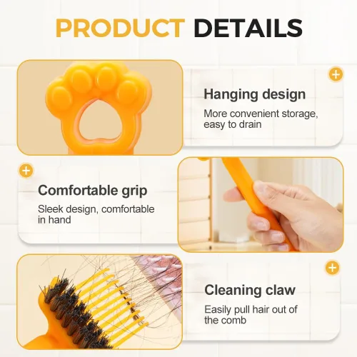 Miniatura 4 de Herramienta limpiadora de cepillos de cabello 2 en 1, elimina sin esfuerzo el cabello y el polvo de los peines, mini rastrillo de limpieza con púa