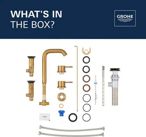 Miniatura 6 de GROHE 20297GNA Essence, grifo de baño de tamaño M de 2 manijas de 8 pulgadas, 1.2 GPM, amanecer fresco cepillado (oro cepillado)
