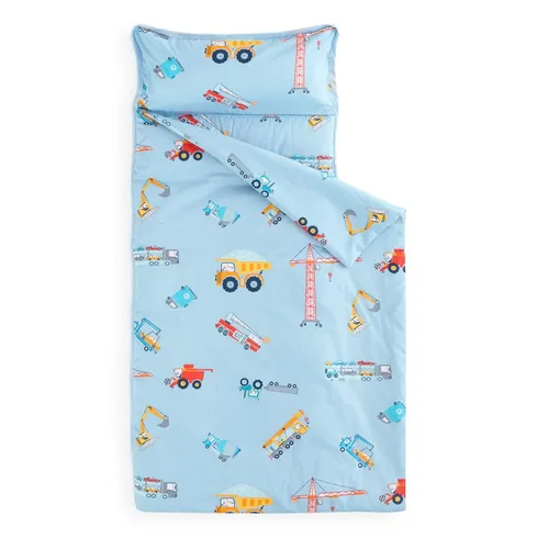 Wake In Cloud - Tapete para siesta para niños pequeños con almohada y manta, tela 100% algodón, para niños de 3 años más en guardería, jardín de Azul