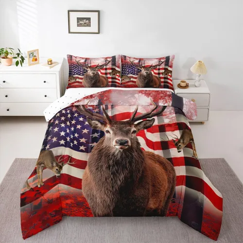 Miniatura 39 de Erosebridal Juego de edredón de bandera estadounidense tamaño individual para niños y adolescentes, juego de ropa de cama de camuflaje, edredón