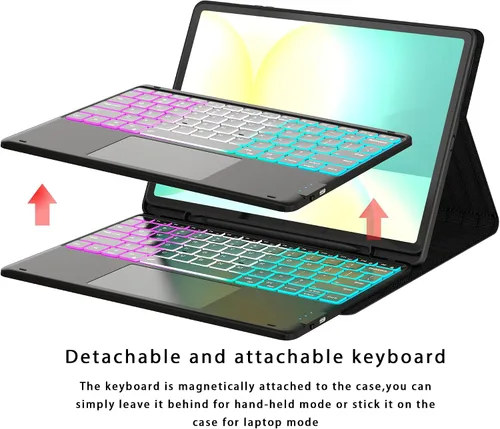 Miniatura 7 de Funda de teclado para Samsung Galaxy Tab S10 FE+ Plus de 13.1 pulgadas 2025: modo DEX con un solo clic, retroiluminación arcoíris, trackpad