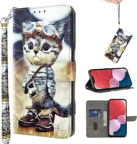 Miniatura 22 de Funda para Samsung Galaxy S22, cartera Flip Folio lindo 3D pintado de dibujos animados PU Funda de cuero PU para niñas mujeres ranuras para tarjetas