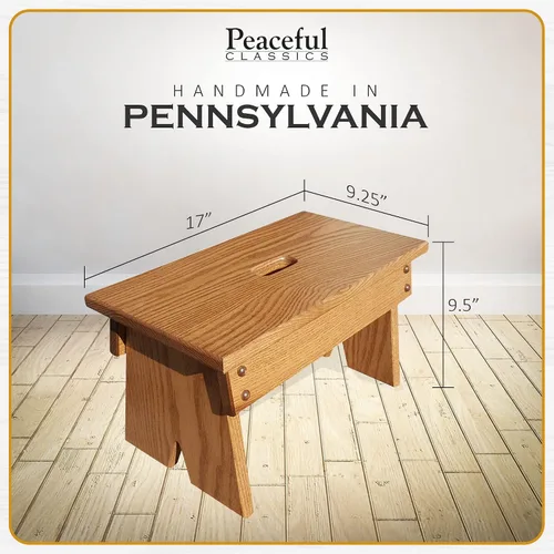 Miniatura 4 de Peaceful Classics Amish Taburete hecho a mano para niños, baño, dormitorio, sala de estar o cocina para adultos, taburete multiusos hecho de roble