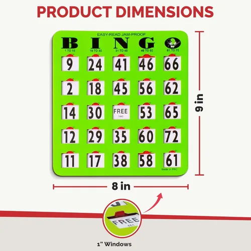 Miniatura 4 de MR CHIPS Tarjetas de bingo con punta de dedo de impresión grande a prueba de atascos y fáciles de leer con ventanas deslizantes, paquete de 200 200