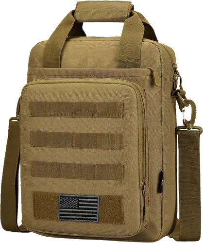 Miniatura 9 de Bolsa de Mensajero Táctica ZHIERNA, Maletín Táctico para Laptop de Alta Resistencia con MOLLE, Bolso de Hombro para Hombre (Incluye Parche)